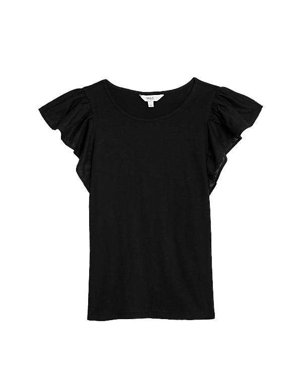 Pure Cotton Embroidered Angel Sleeve Top