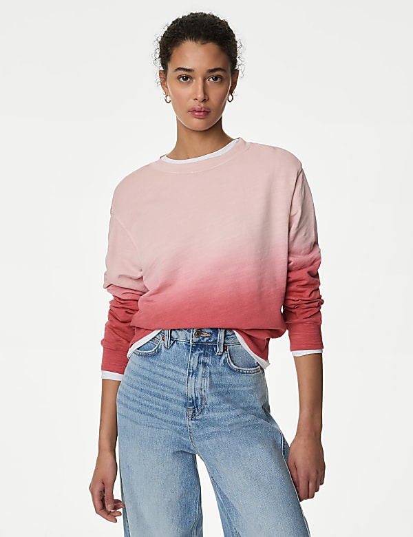Pure Cotton Ombre Slub Sweatshirt