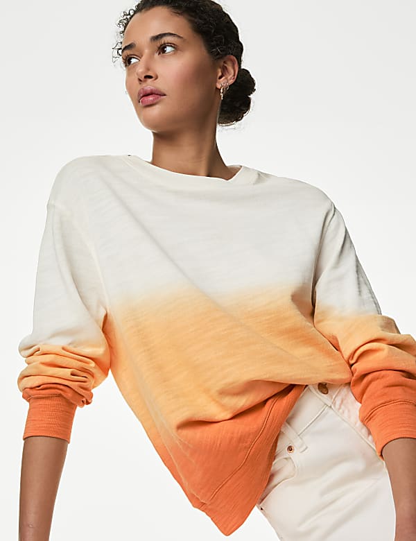 Lässiges Sweatshirt aus reiner Baumwolle mit Ombré-Muster - AT