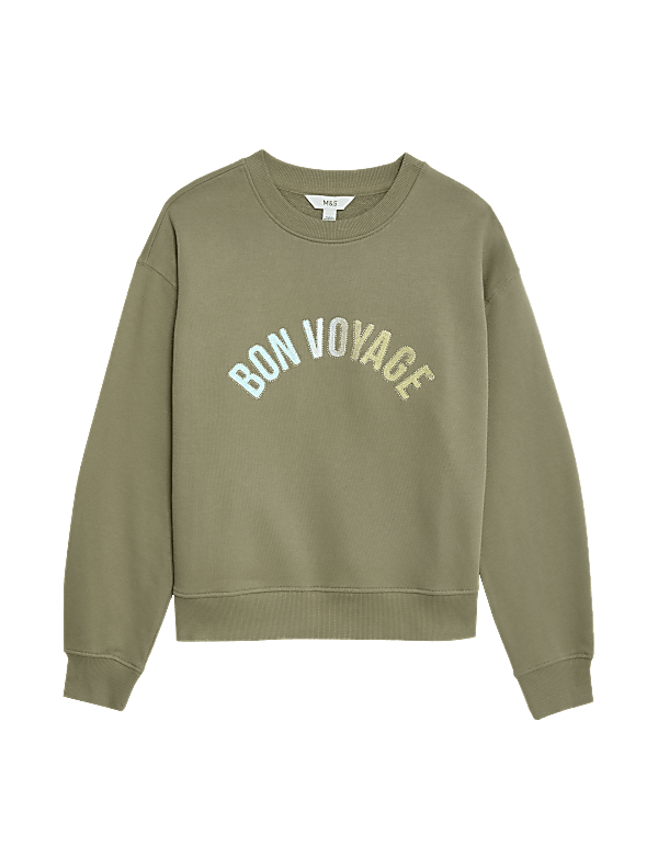 Pure Cotton Slogan Sweatshirt