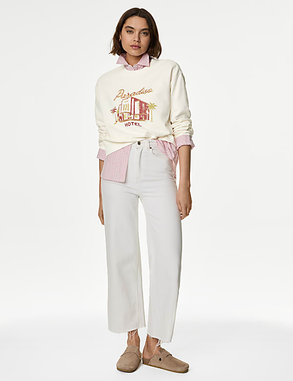 Pure Cotton Slogan Sweatshirt