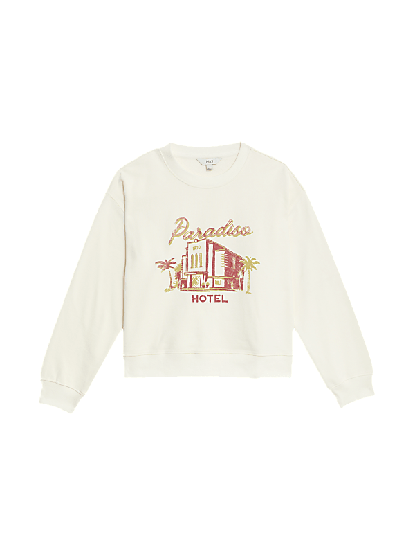 Pure Cotton Slogan Sweatshirt