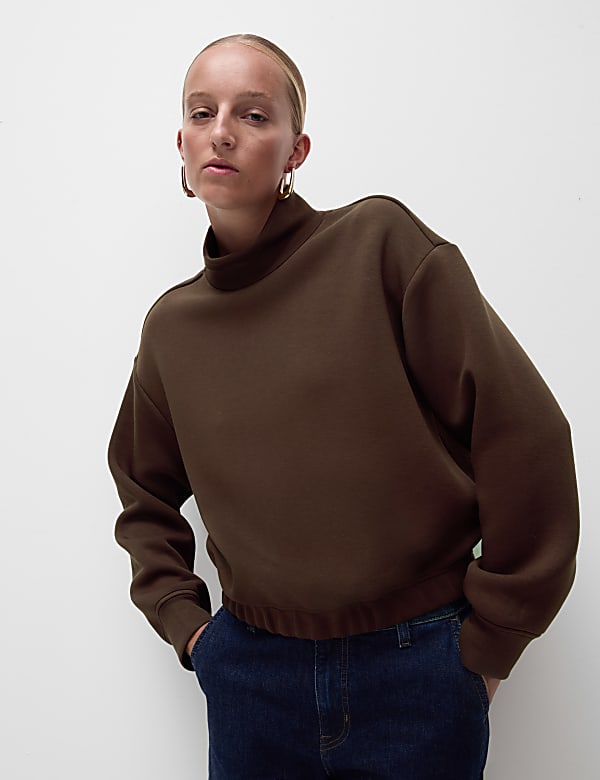 High Neck Sweatshirt DARK CHOCOLATE Sweatshirts M S FR