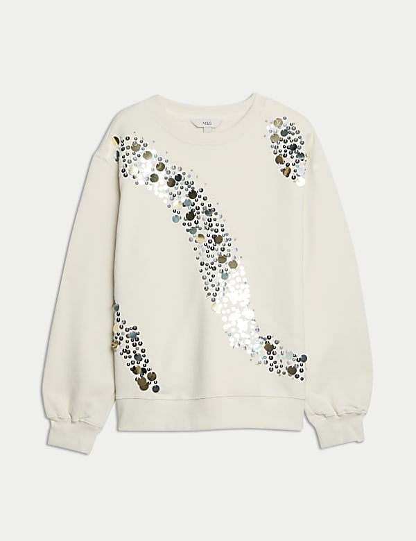 White sequin sweatshirt top