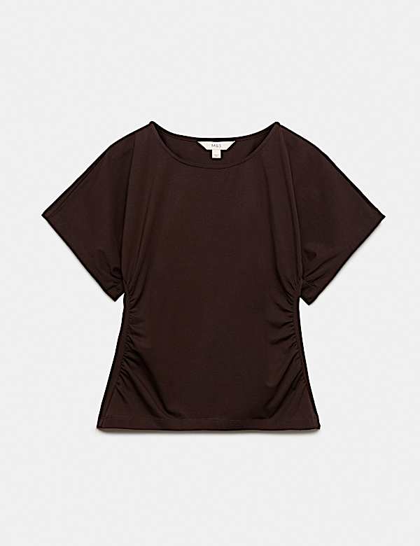 Cotton Rich Short Sleeve Ruched T-Shirt