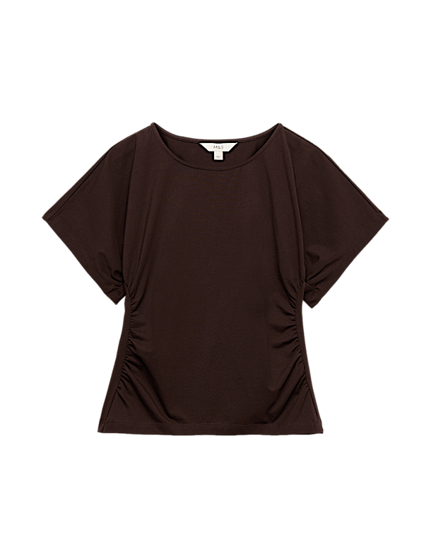 Cotton Rich Short Sleeve Ruched T-Shirt