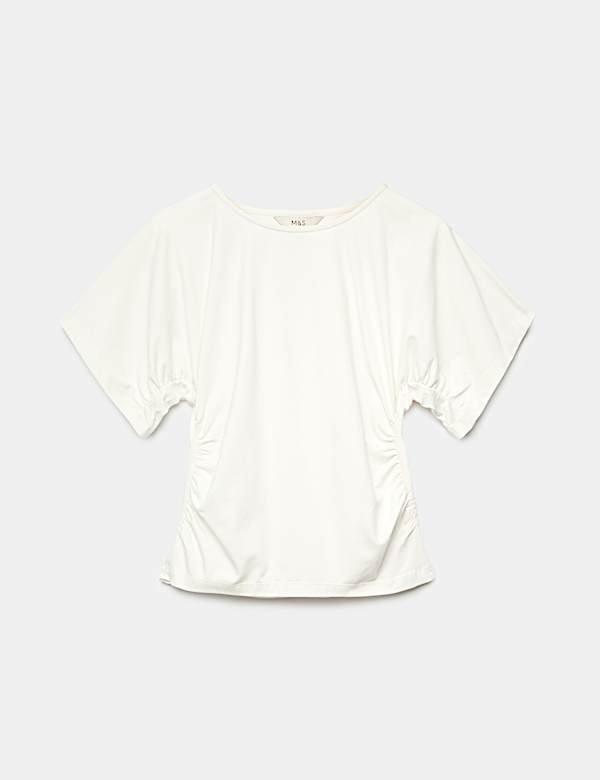 Cotton Rich Short Sleeve Ruched T-Shirt - RO