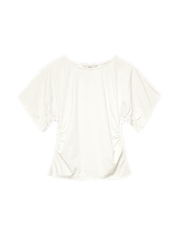 Cotton Rich Short Sleeve Ruched T-Shirt