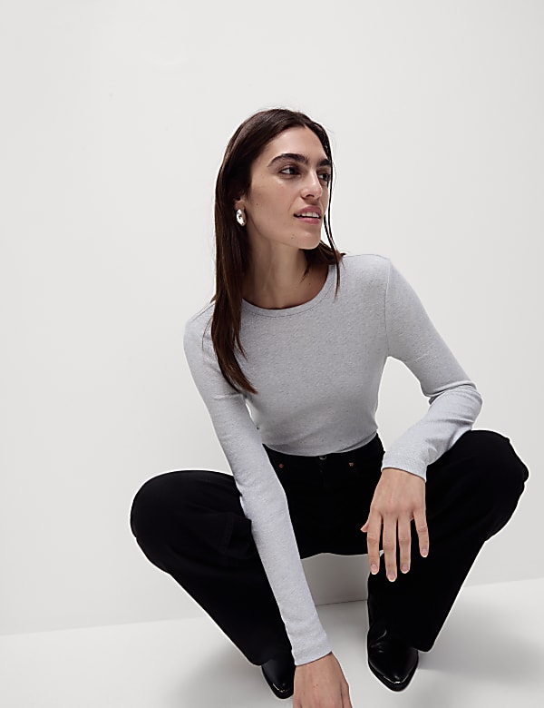 חולצה נוצצת עשירה בכותנה בגזרה רגילה - IL