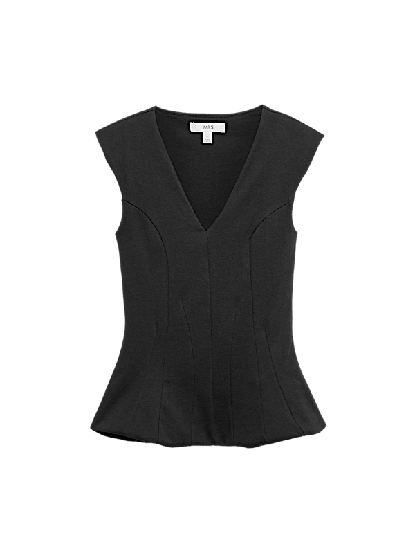 Pure Cotton V-Neck Peplum Top