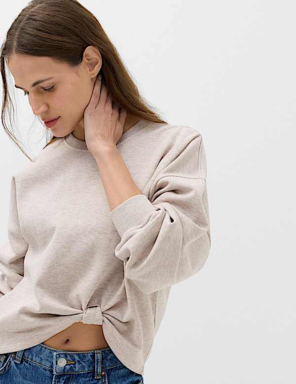 Cotton Rich Crew Neck Twist Front Sweatshirt - TW