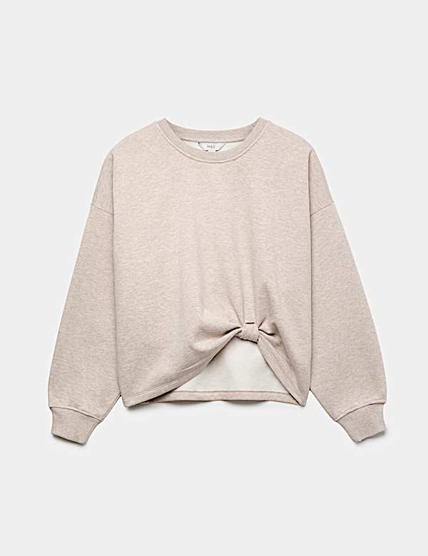 Cotton Rich Crew Neck Twist Front Sweatshirt - TW