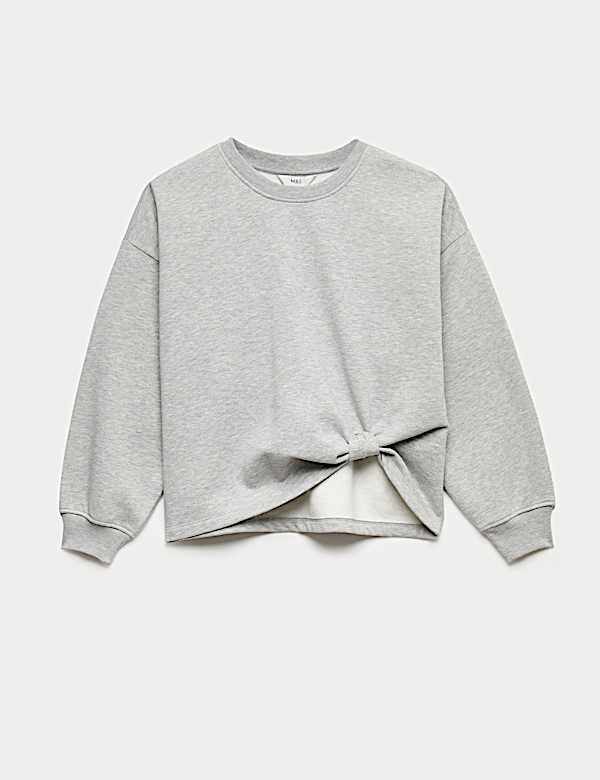 Cotton Rich Crew Neck Twist Front Sweatshirt - CY