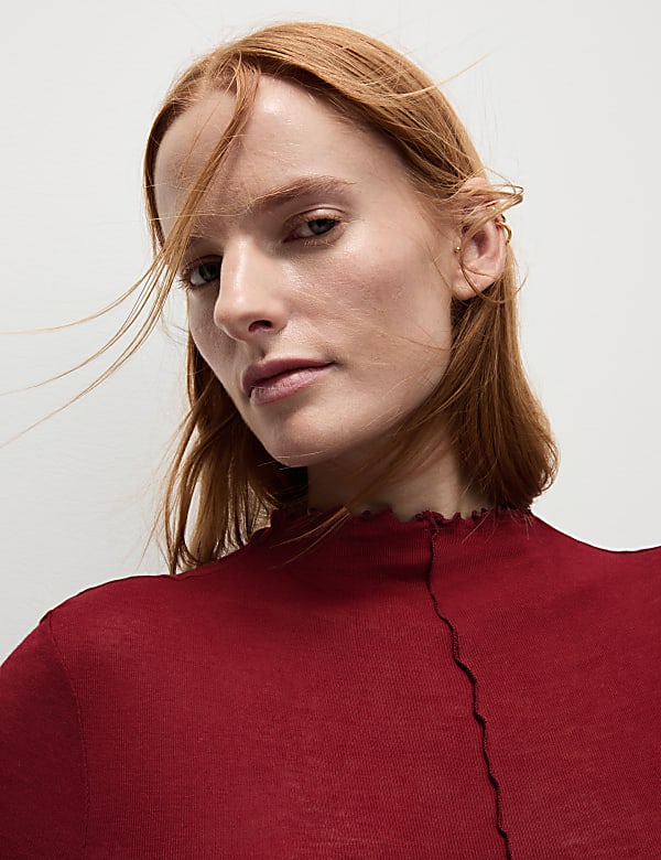 Lyocell Blend Funnel Neck Top