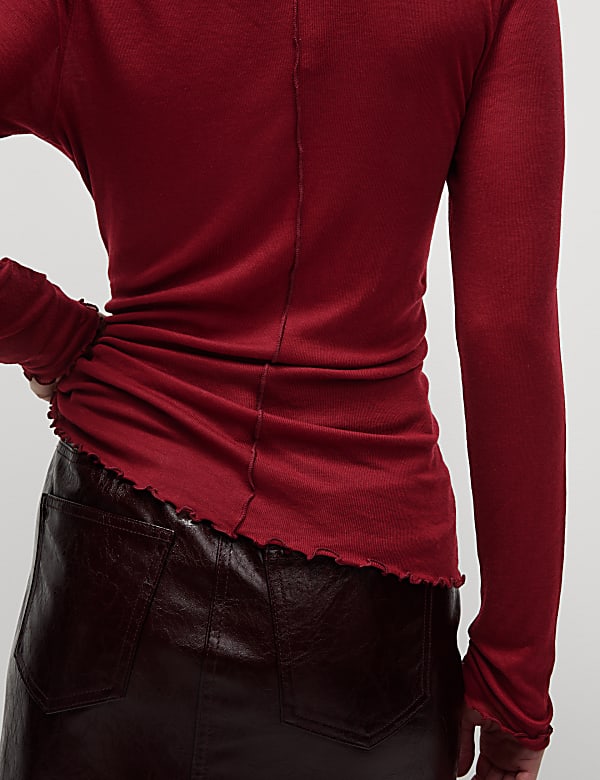 Lyocell Blend Funnel Neck Top