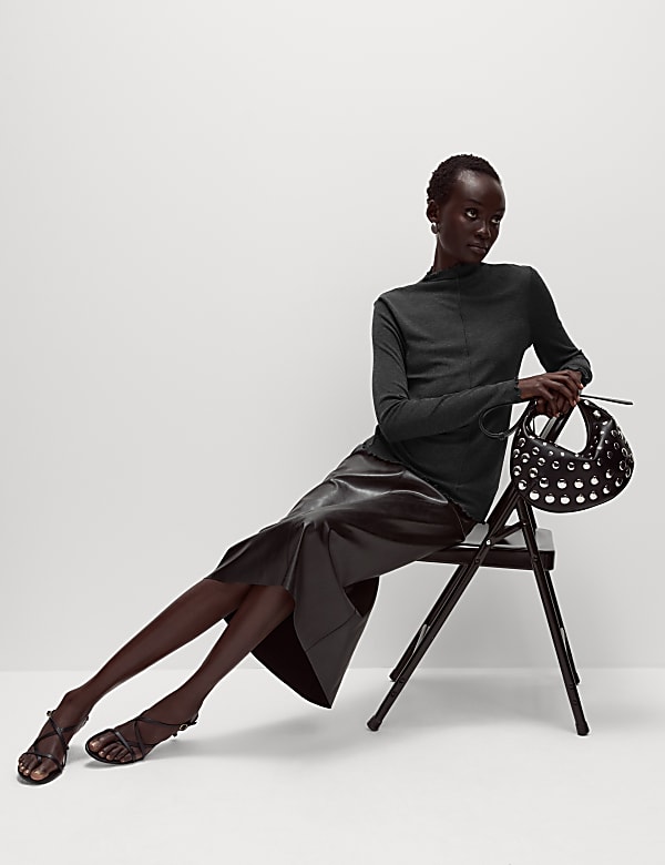 Lyocell Blend Funnel Neck Top