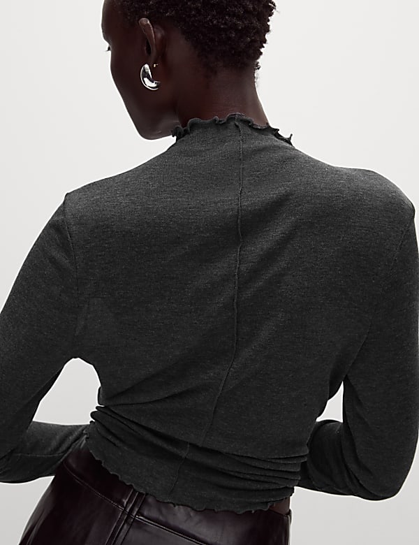 Lyocell Blend Funnel Neck Top