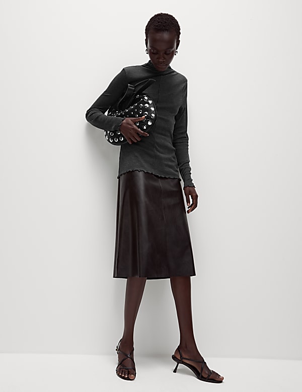Lyocell Blend Funnel Neck Top