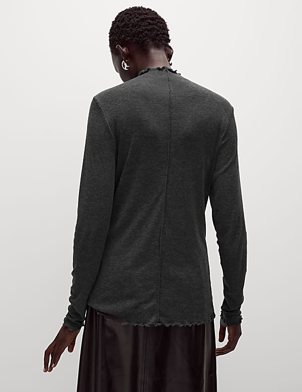 Lyocell Blend Funnel Neck Top