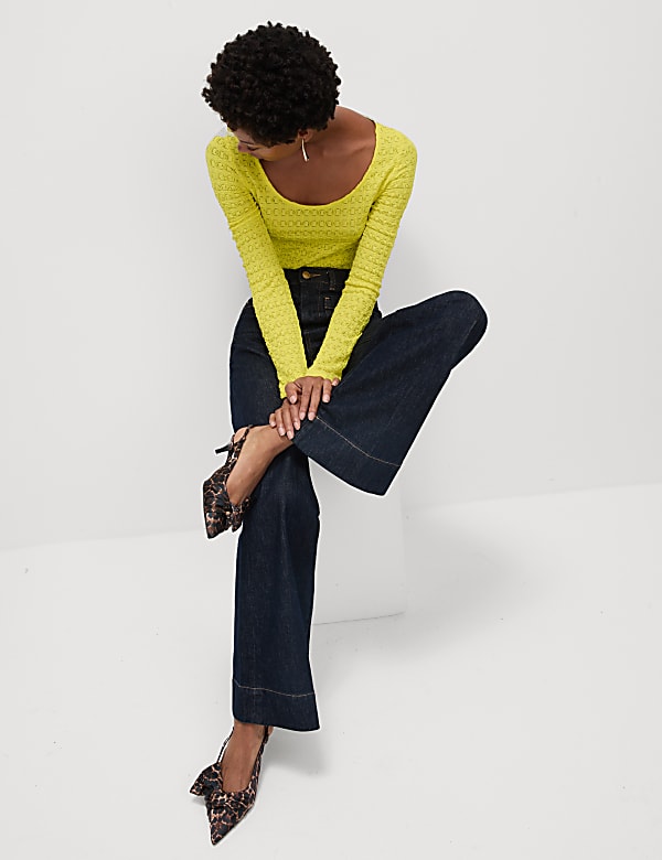 Textured Scoop Neck Top
