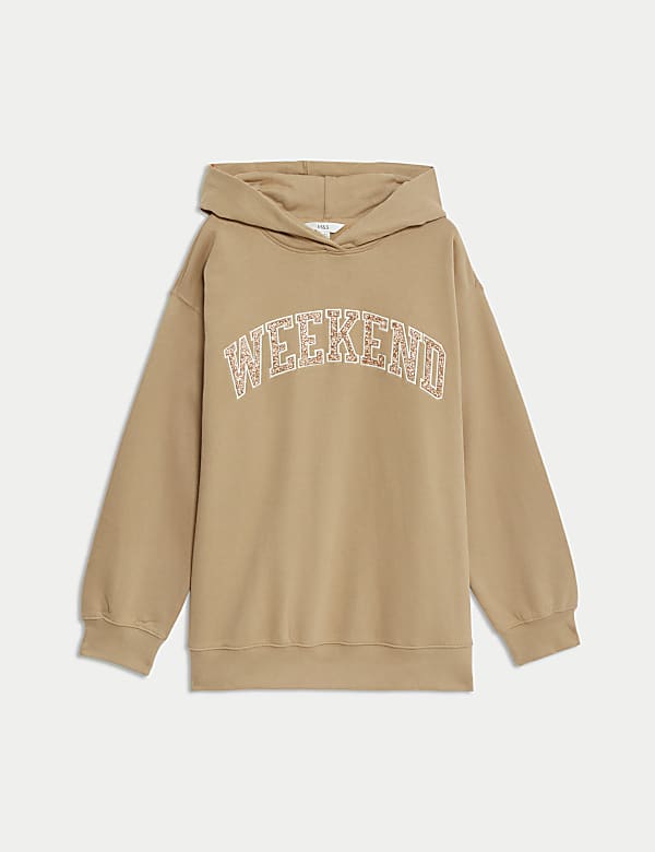 Pure Cotton Embellished Longline Hoodie - MX