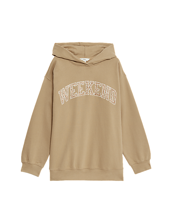 Pure Cotton Embellished Longline Hoodie