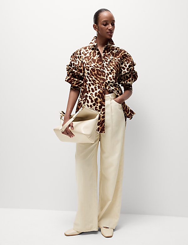 Pure Cotton Animal Print Collared Shirt