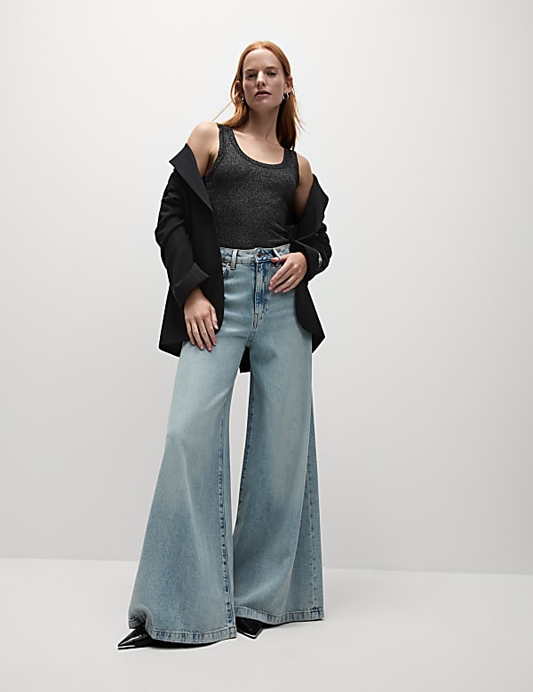 Cotton Rich Sparkly Ribbed Vest - JE