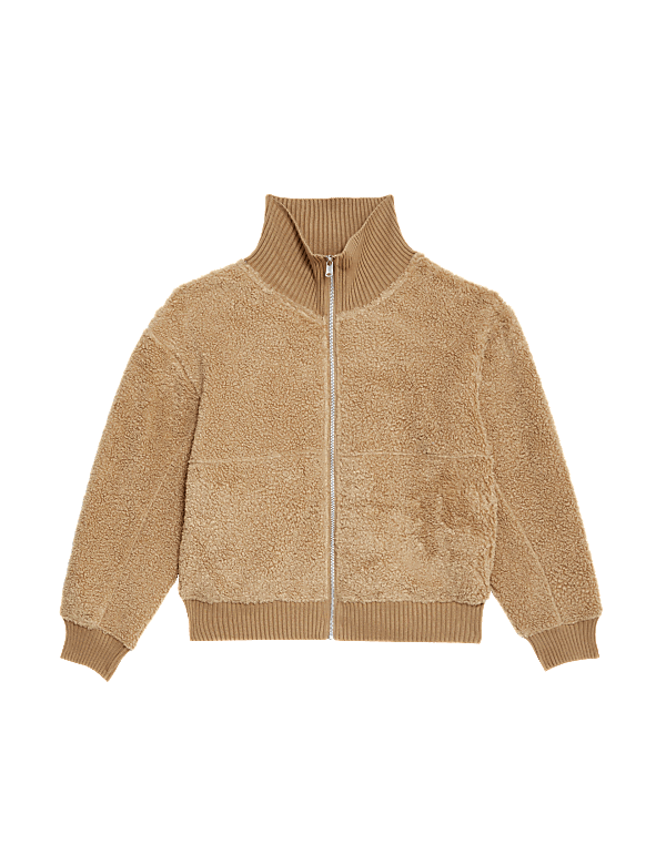 Borg Textured Zip Up Sweatshirt