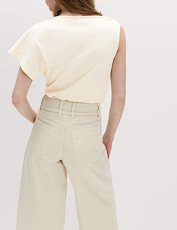 Pure Cotton One Shoulder Drape Top - BN