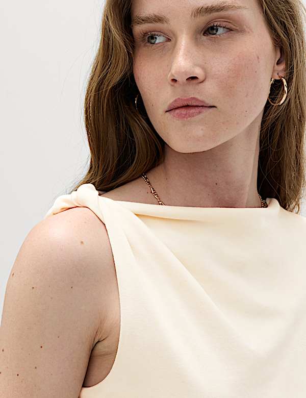 Pure Cotton One Shoulder Drape Top - BN