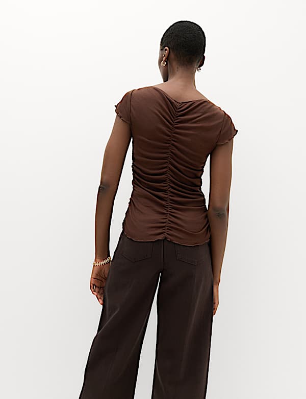 Lyocell Blend Ruched Front Top wth Wool - JE