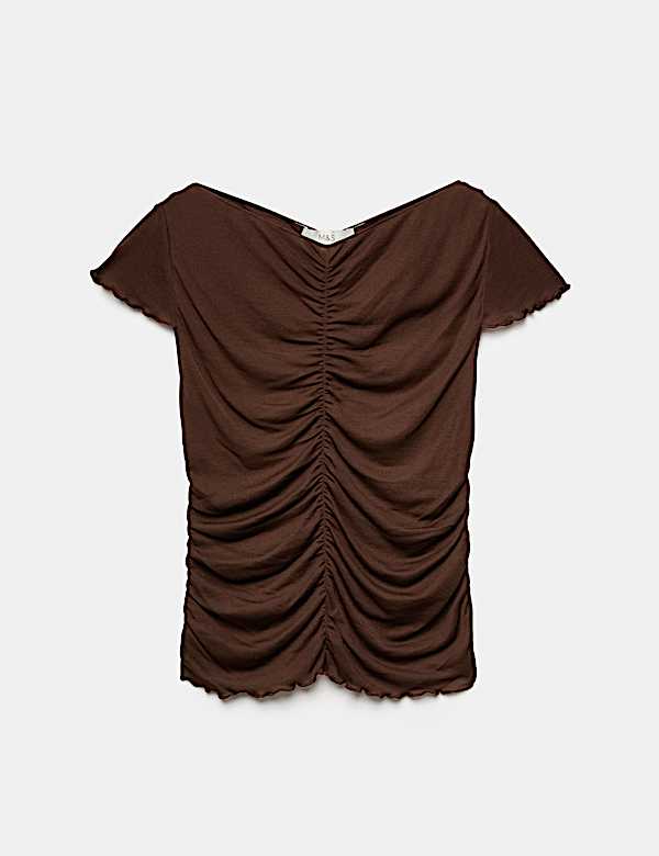 Lyocell Blend Ruched Front Top wth Wool - JE