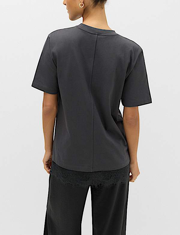 Pure Cotton Lace Hem T-Shirt - IT