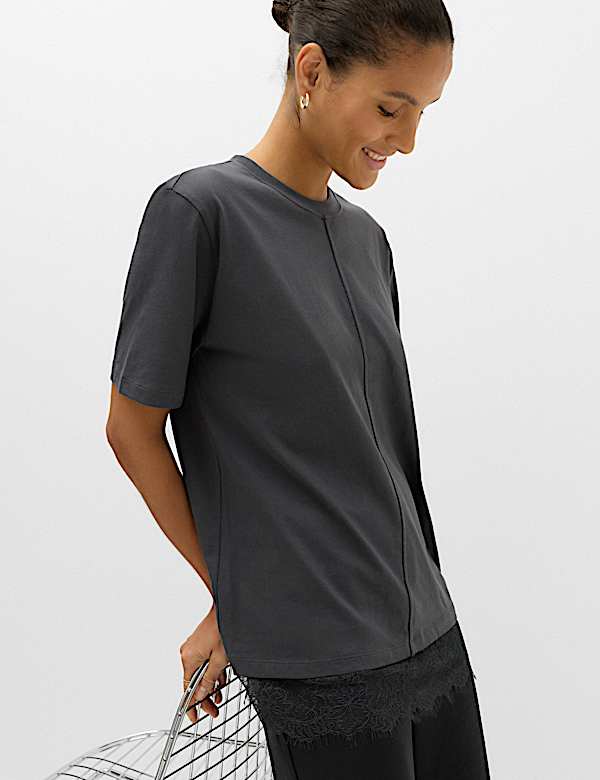 Pure Cotton Lace Hem T-Shirt - IT