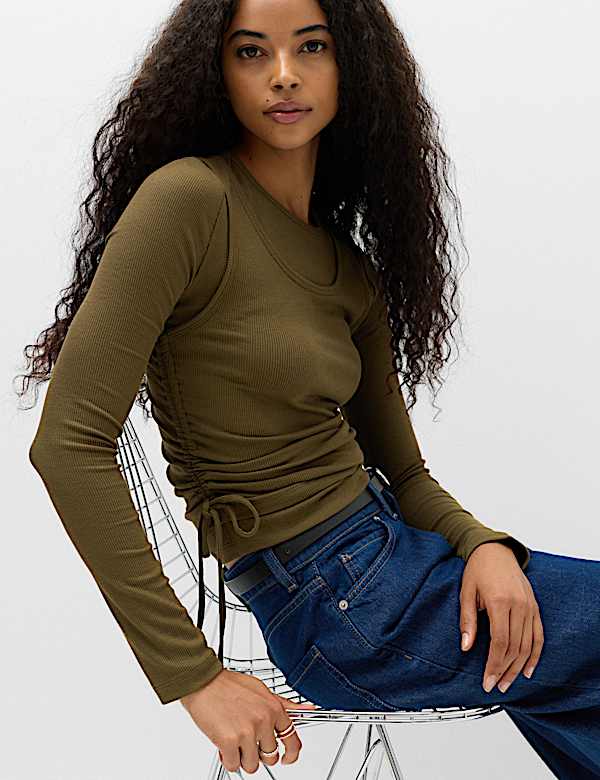 Double Layer Ruched Side Top