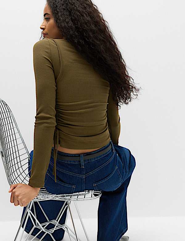 Double Layer Ruched Side Top