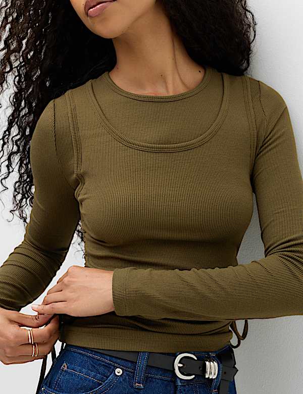 Double Layer Ruched Side Top