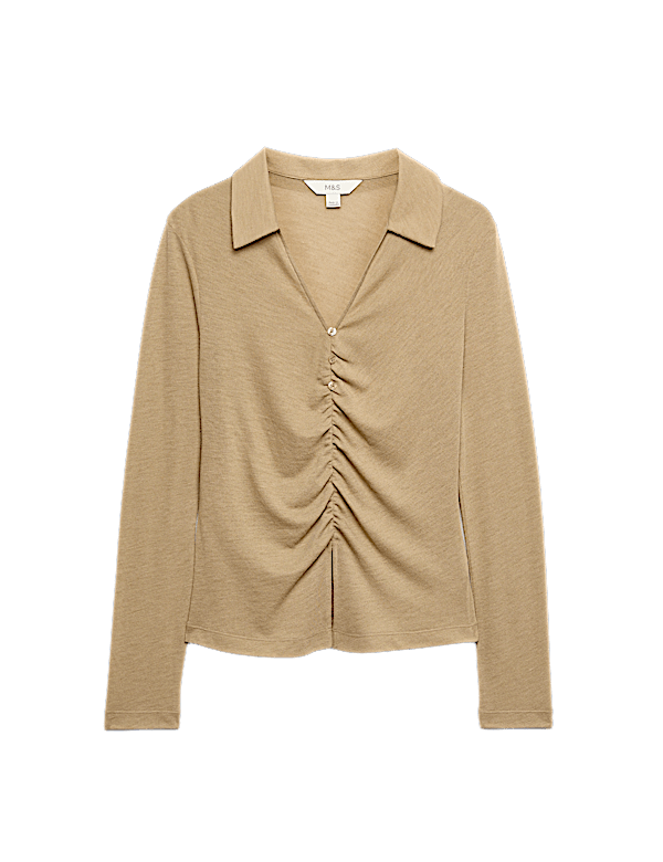 Ruched Front Buttoned Top