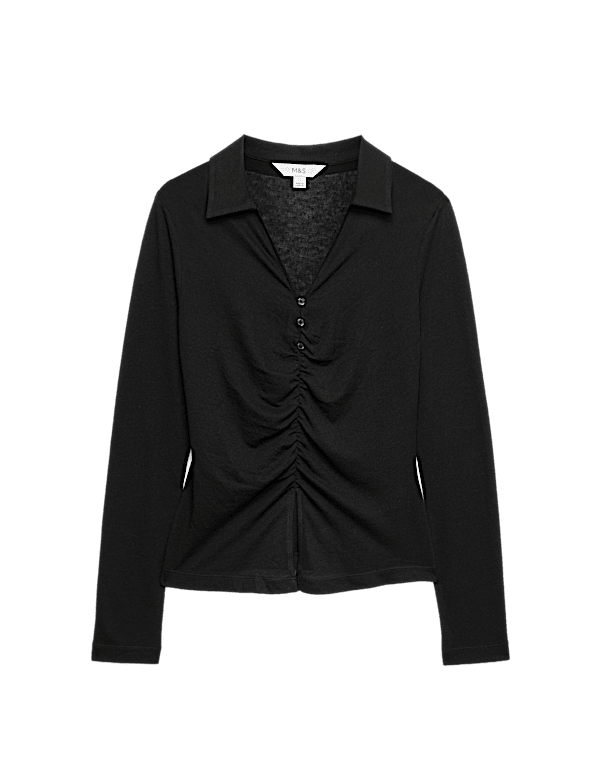 Ruched Front Buttoned Top