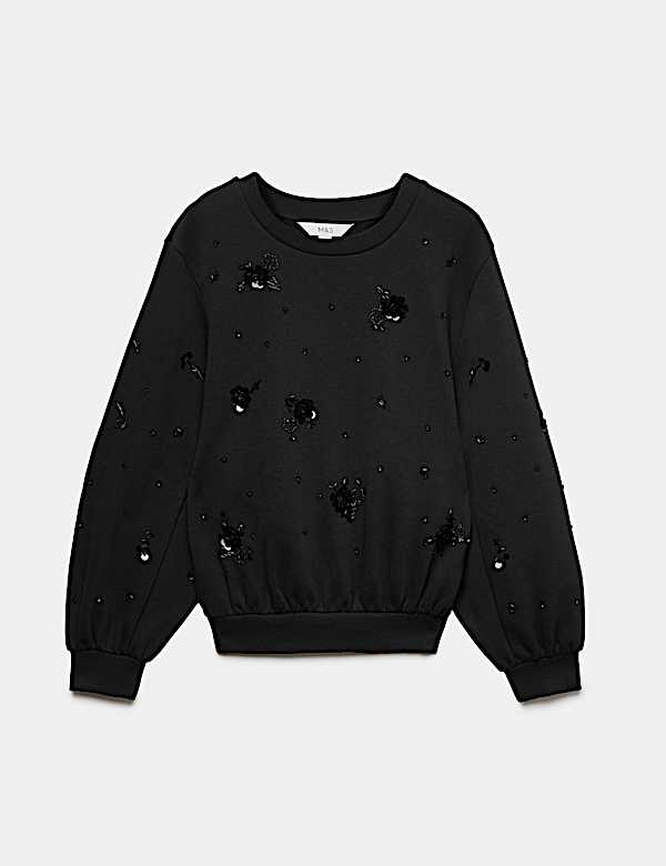 Sudadera de algod&oacute;n con adorno - US