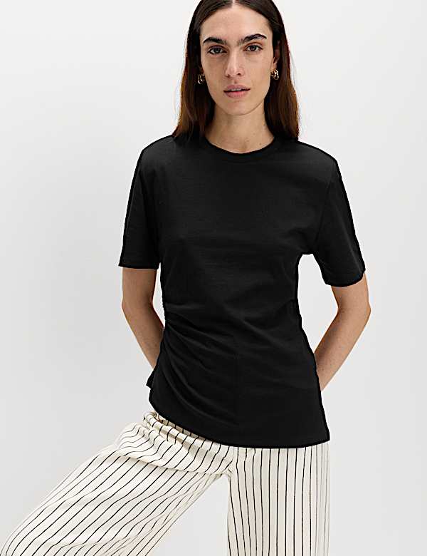 Pure Cotton Asymmetric Hem T-Shirt - AT