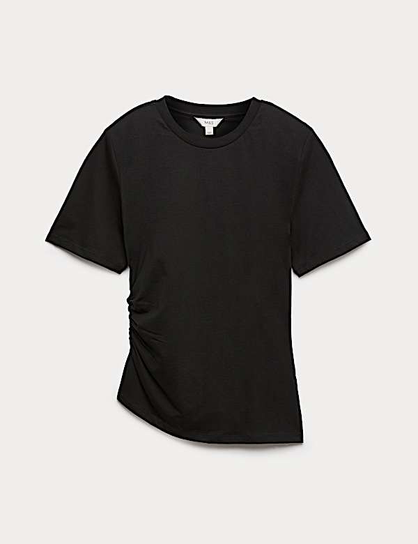 Pure Cotton Asymmetric Hem T-Shirt - AT