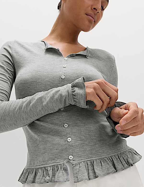 Ruffle Button Through Cardigan - HR