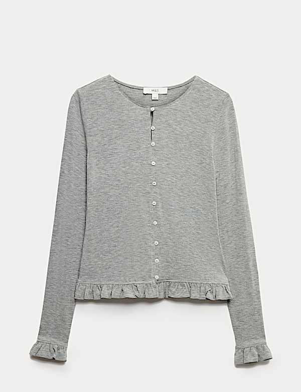 Ruffle Button Through Cardigan - HR