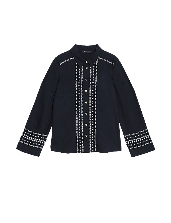 Embroidered Collared Blouse