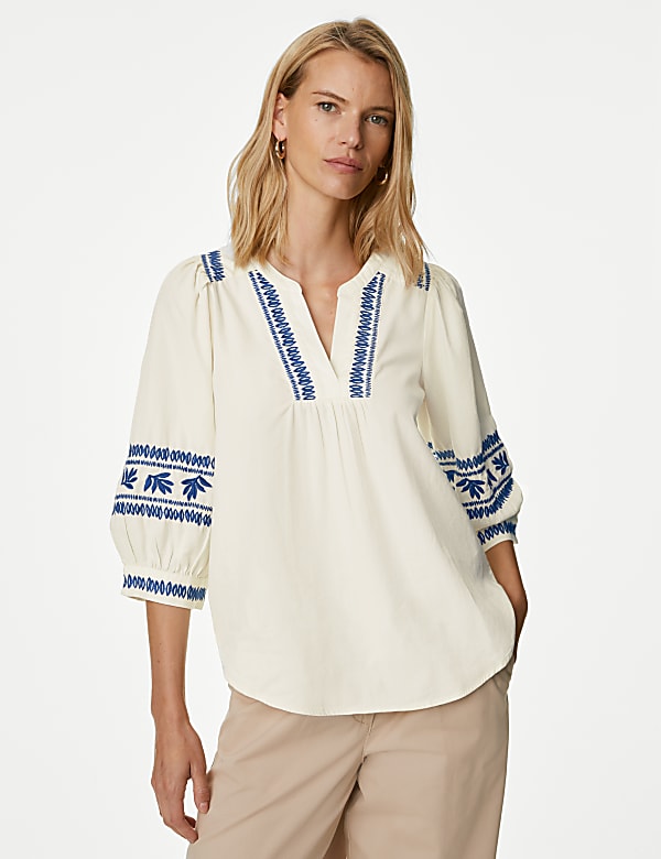 Pure Cotton Embroidered Blouse