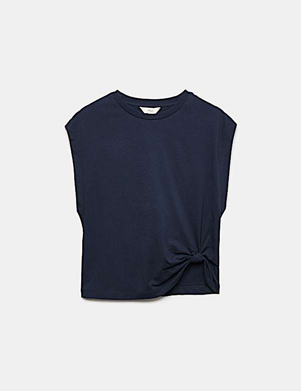 Camiseta 100 % algod&oacute;n con detalle de nudo - ES