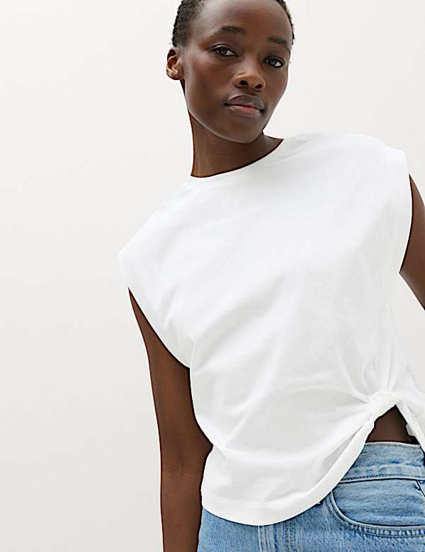 Pure Cotton Knot Detail T-Shirt - CN