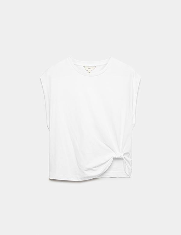 Pure Cotton Knot Detail T-Shirt - CN